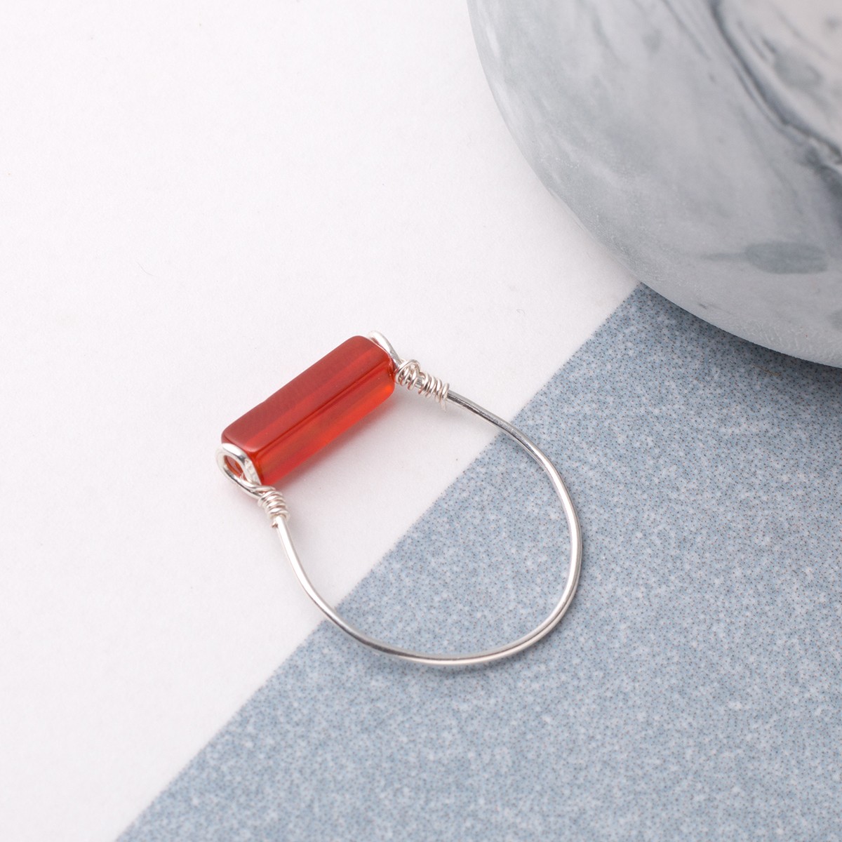 carnelian square cylinder bead ring.jpg