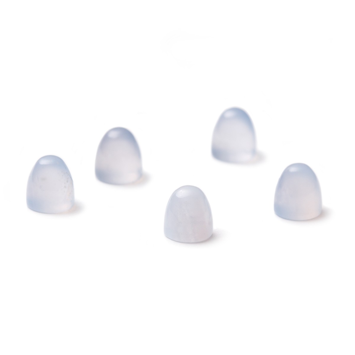 Blue Chalcedony Bullet Shaped Cabochons, Approx 5mm