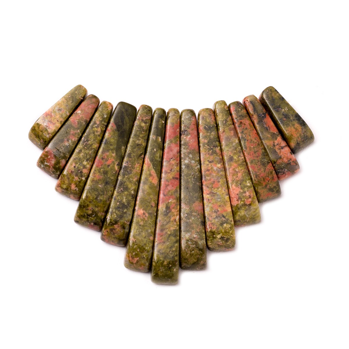 Unakite Tapered Gemstone Bead Set with 13 Pieces