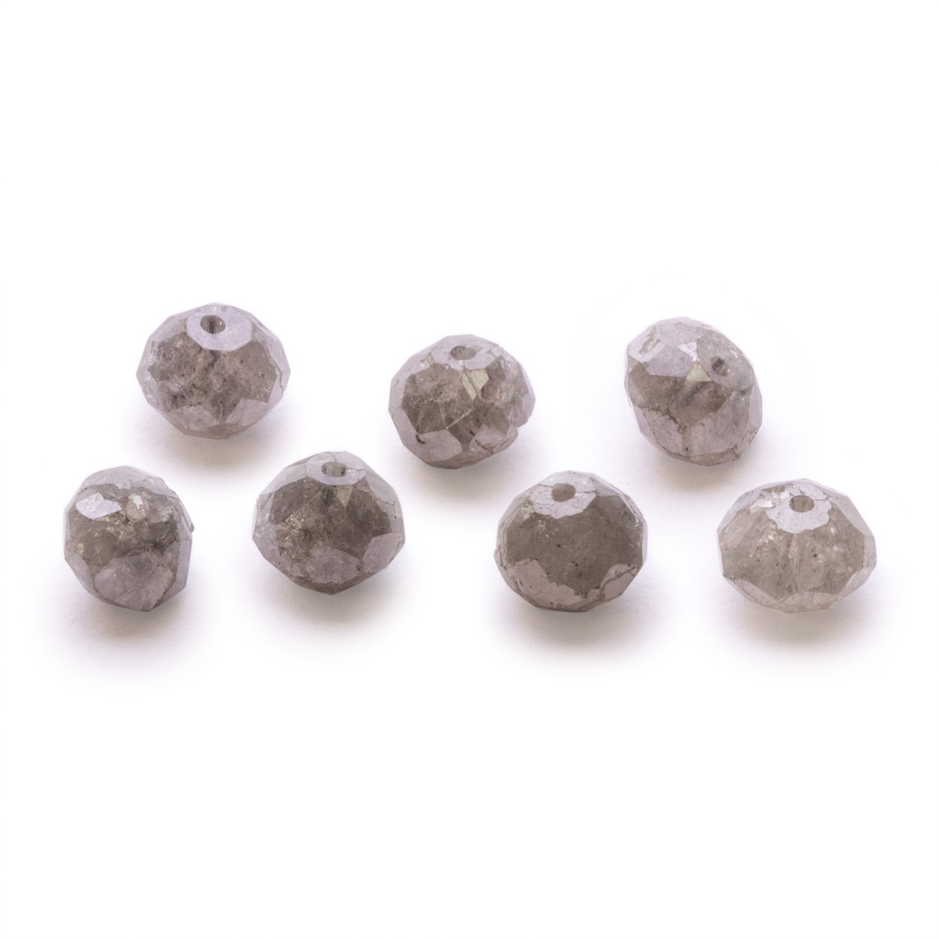 Grey Diamond Faceted Rondelle Beads - Various sizes