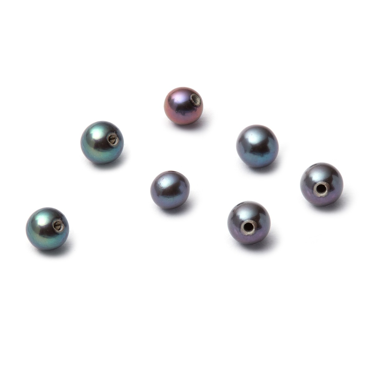 Cultured Freshwater Half Drilled Peacock Pearls - Approx From 2.5mm Roundish