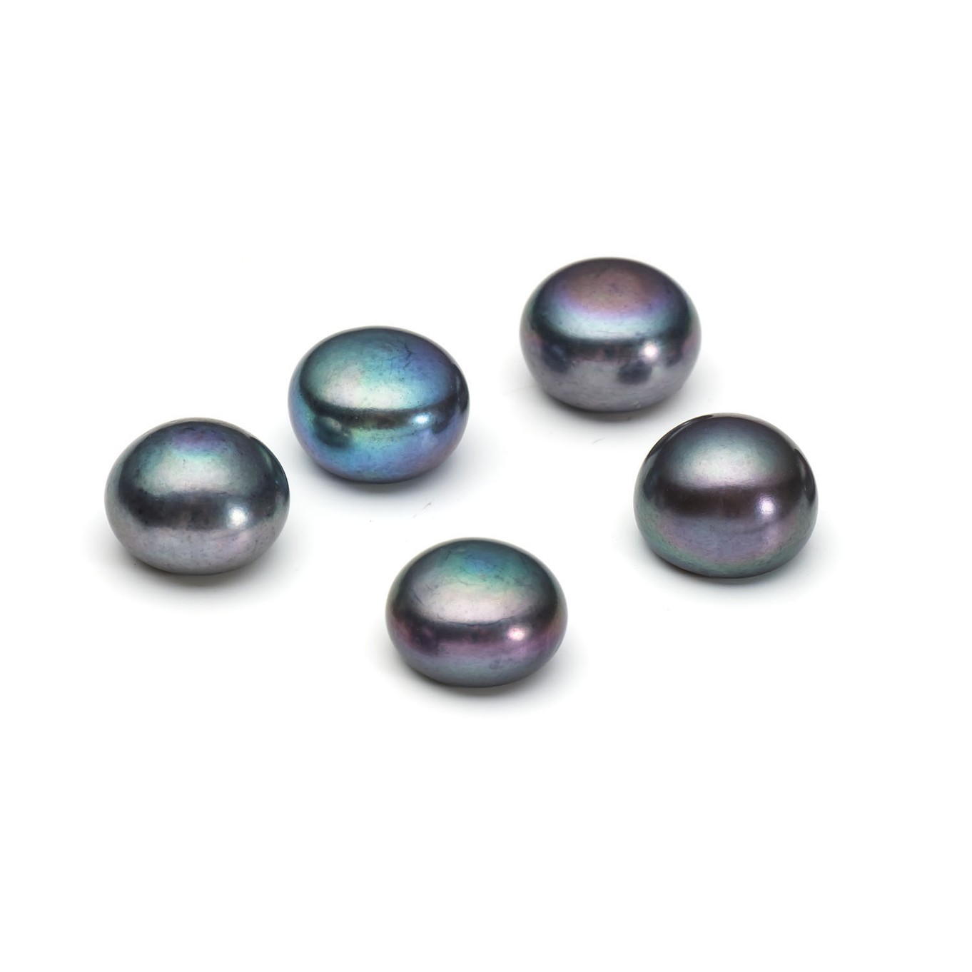 Cultured Freshwater Half Drilled Peacock Pearls - Approx From 10mm Button Shape