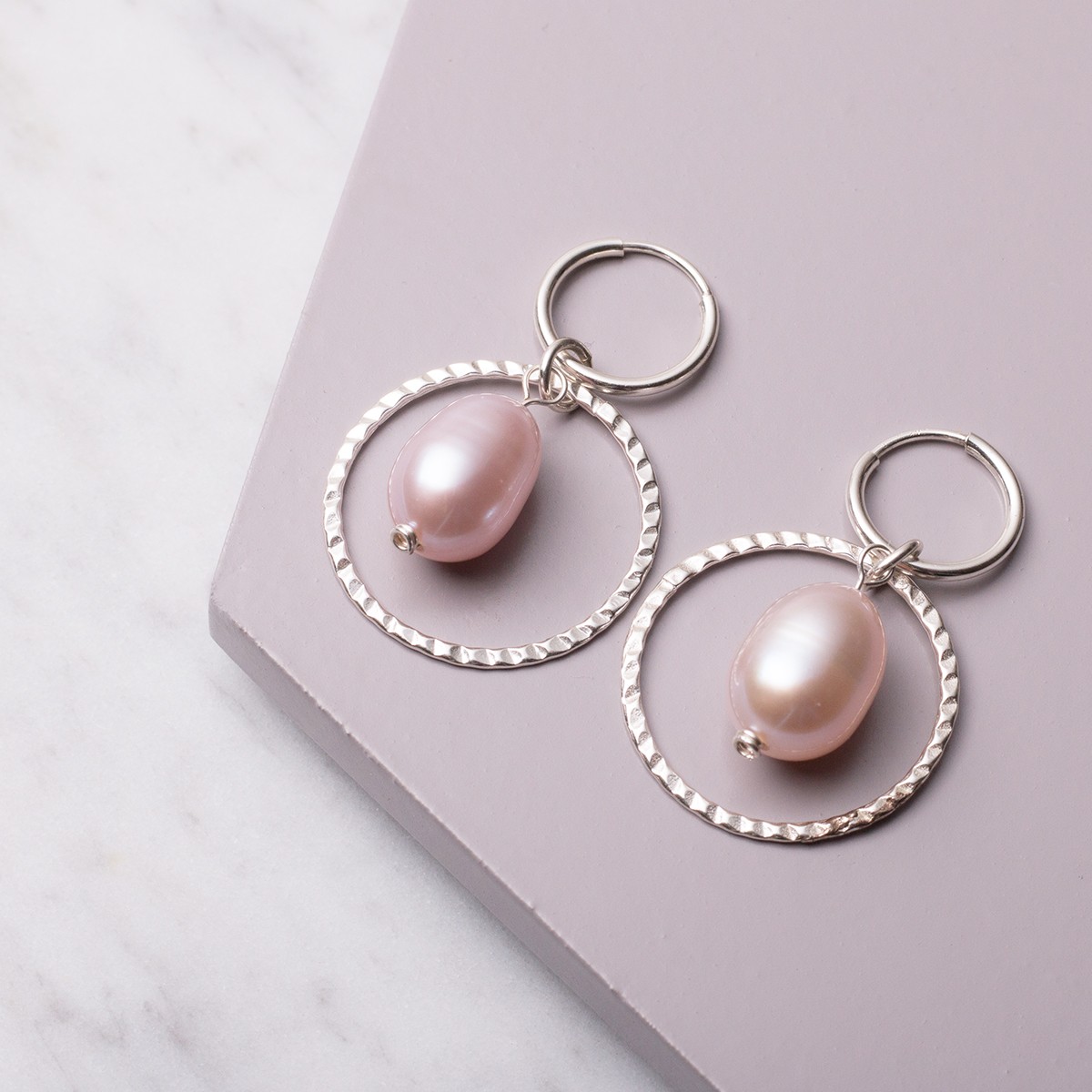 freshwater pink pearl hoop earrings.jpg