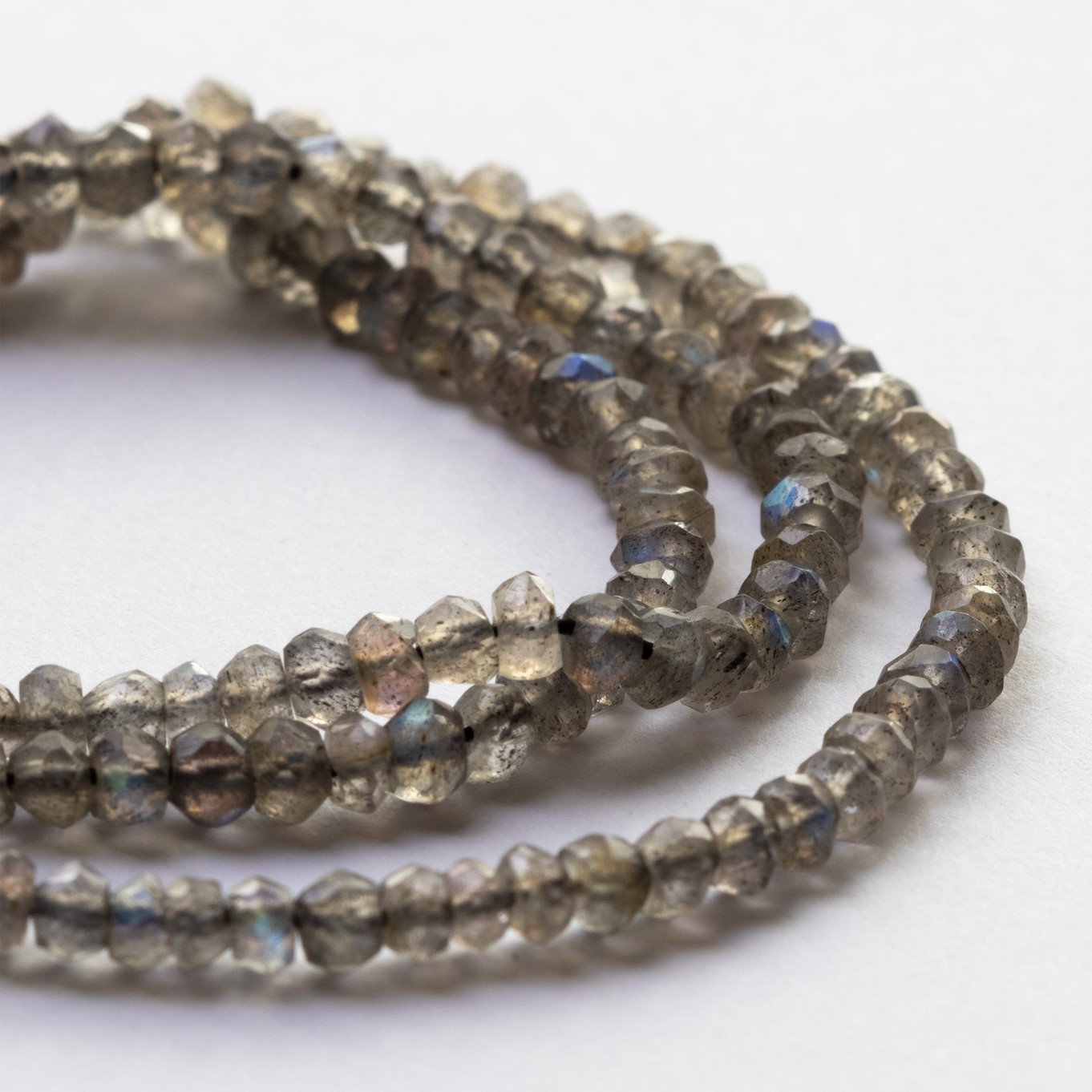 Labradorite Faceted Rondelle Beads - Approx from 3mm