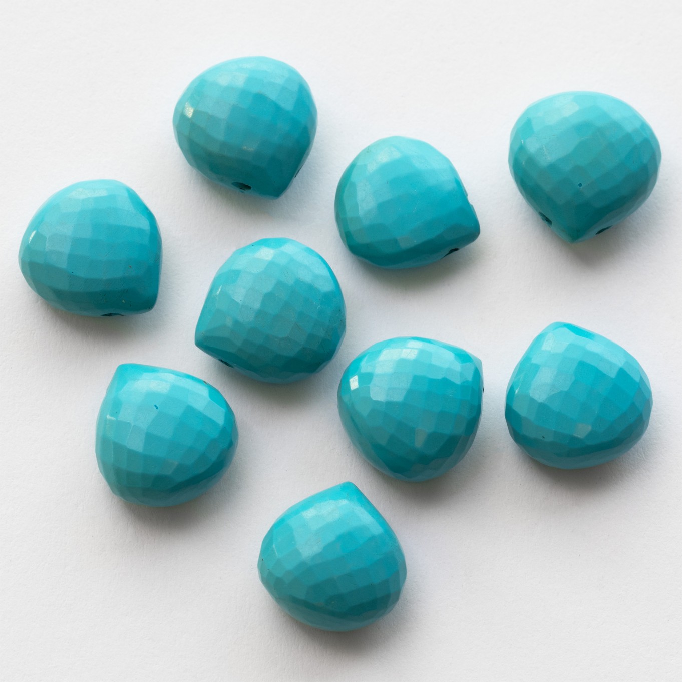 Sleeping Beauty Turquoise Faceted Heart Briolette Beads - Approx 11mm 