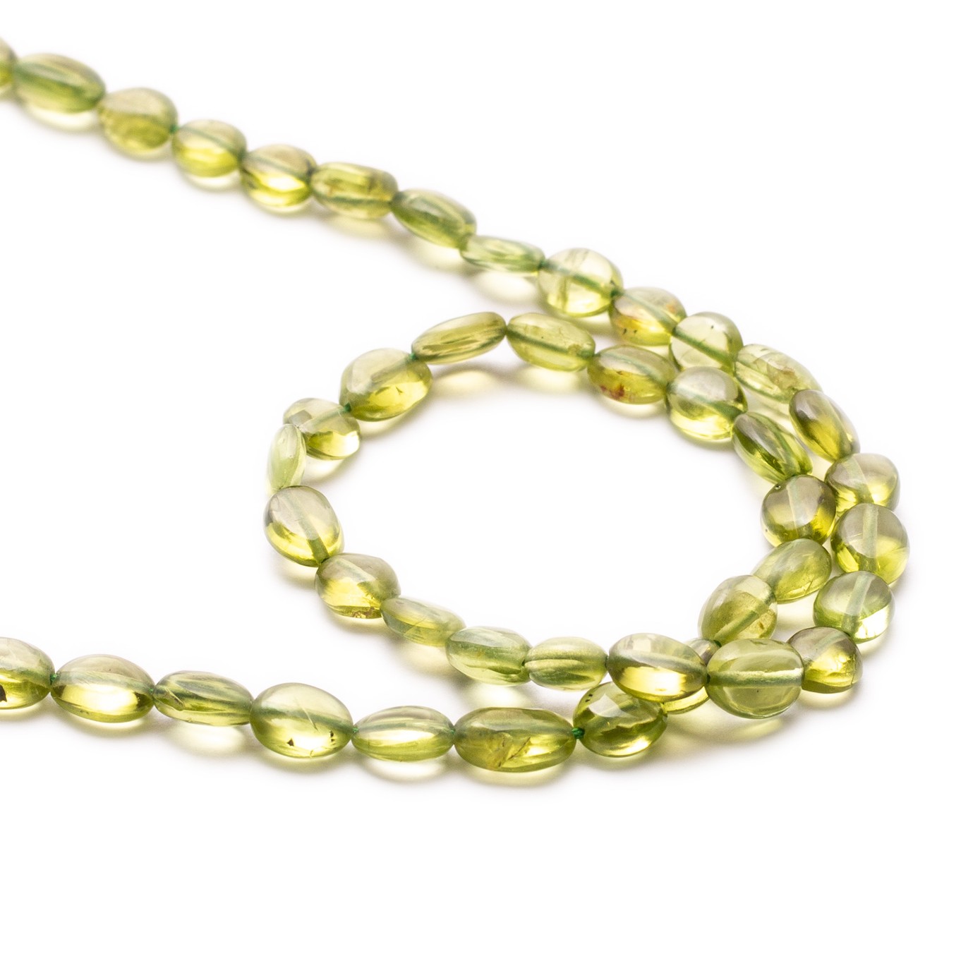 Peridot Flat Oval Nugget Beads 