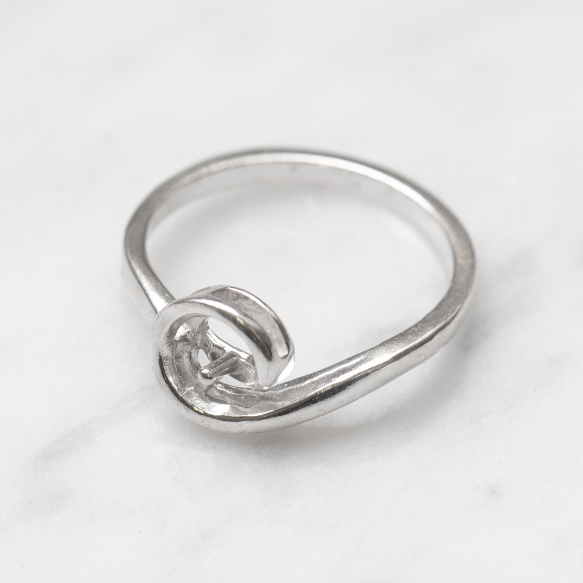 Sterling Silver Ring for One 5-6mm Half Drilled Bead