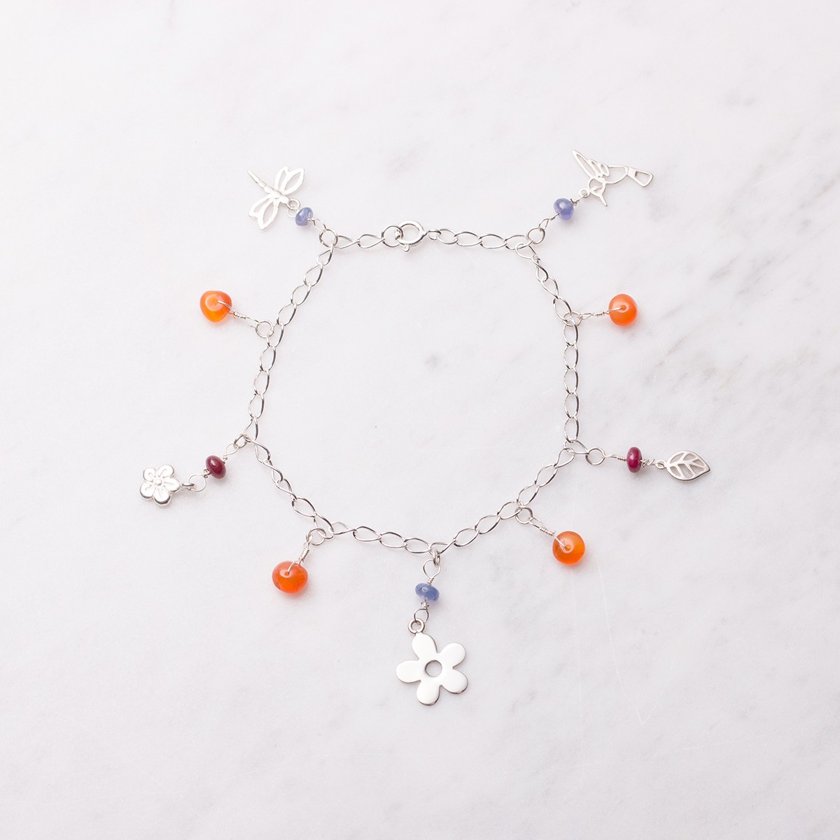 floral sterling silver charms and bead bracelet.jpg