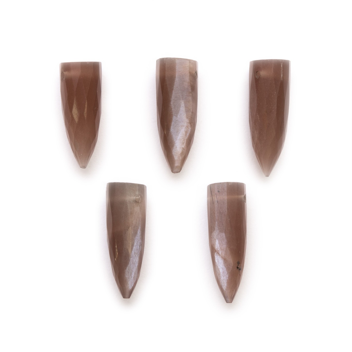 Chocolate Moonstone Faceted Bullet Shaped Beads - Approx 15x5mm