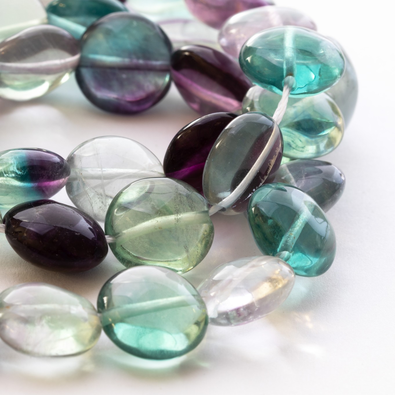 Rainbow Fluorite Coin Beads - Approx 12mm