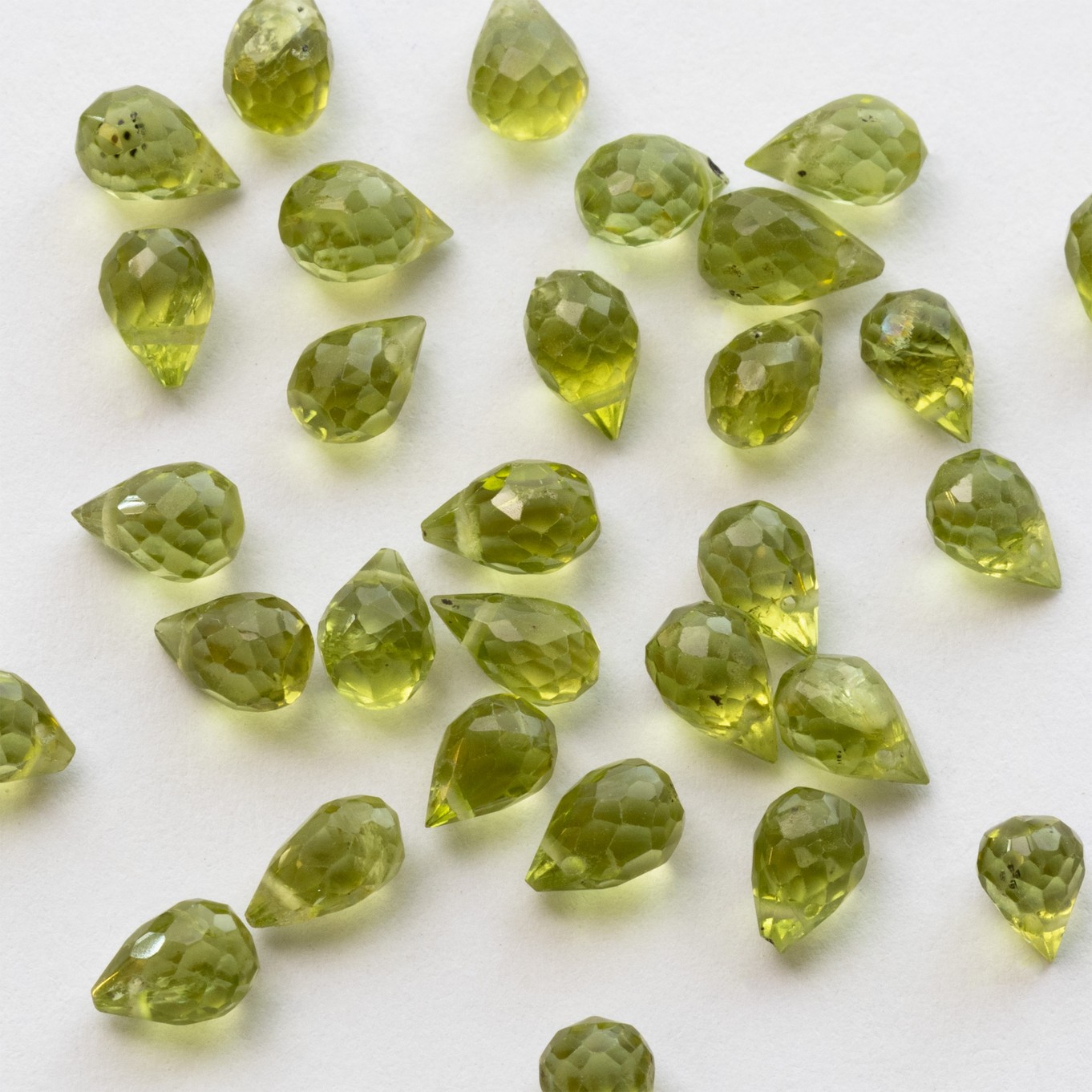 Peridot Faceted Drop Briolette Beads - Approx From 5x3mm