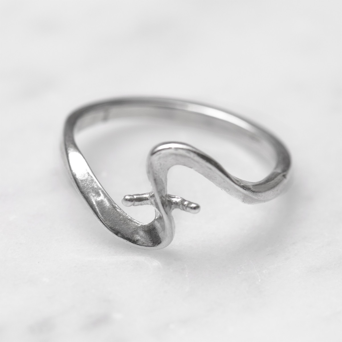 Sterling Silver Ring for Two 4-6mm Half Drilled Beads