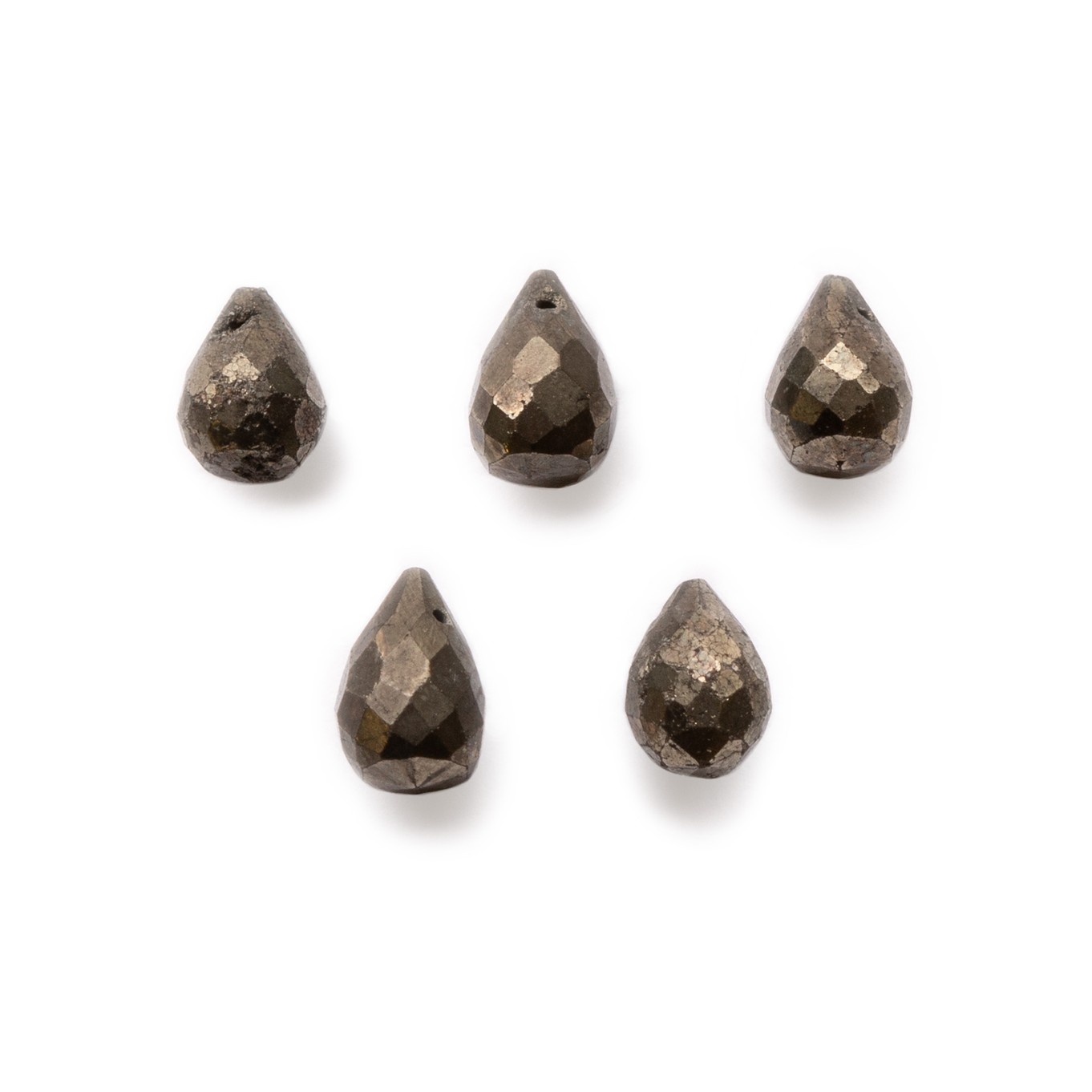 Pyrite Faceted Drop Briolette Beads - Approx 8x5mm, Pack Of 10 Beads