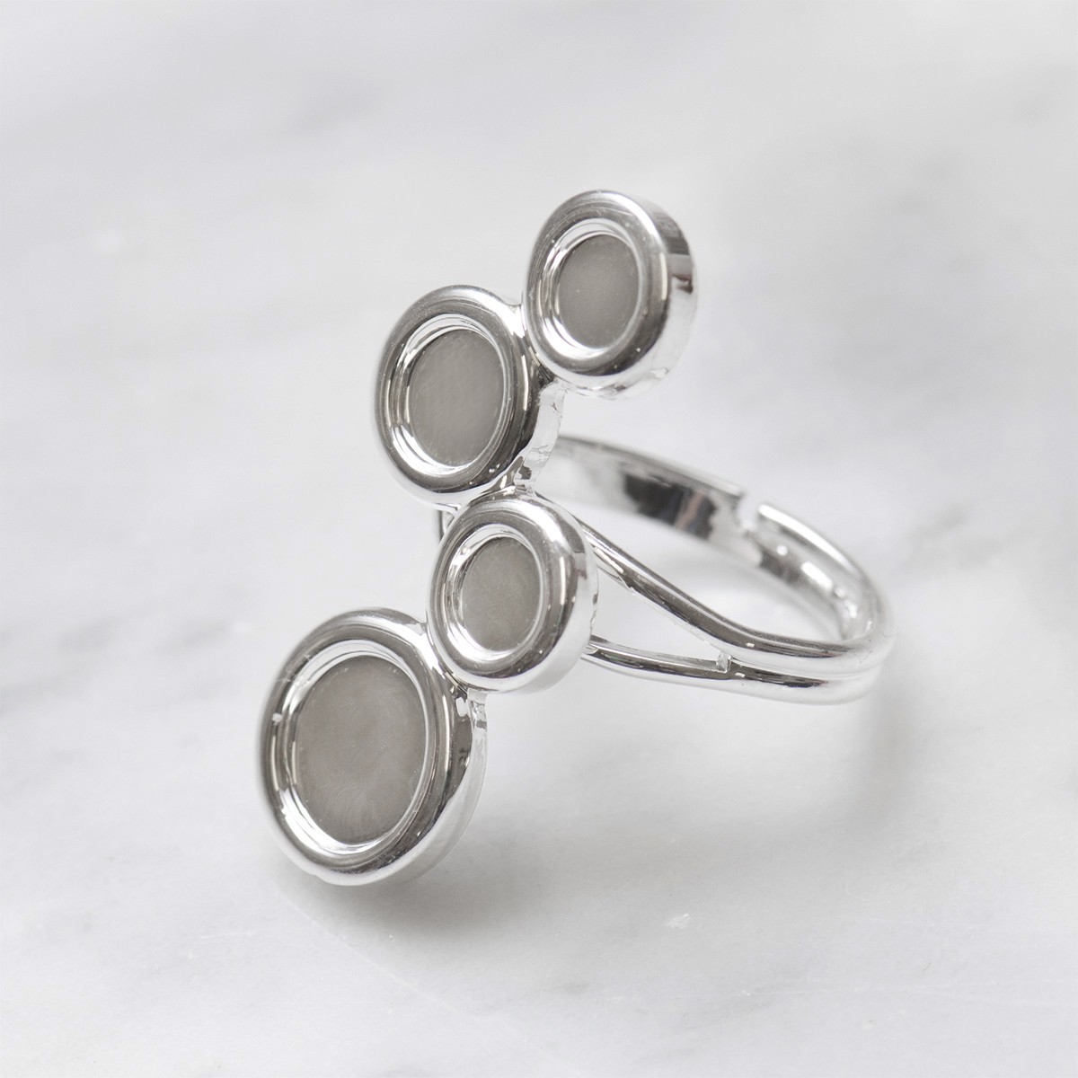 Silver Plated Adjustable Ring for Cabochon Stones