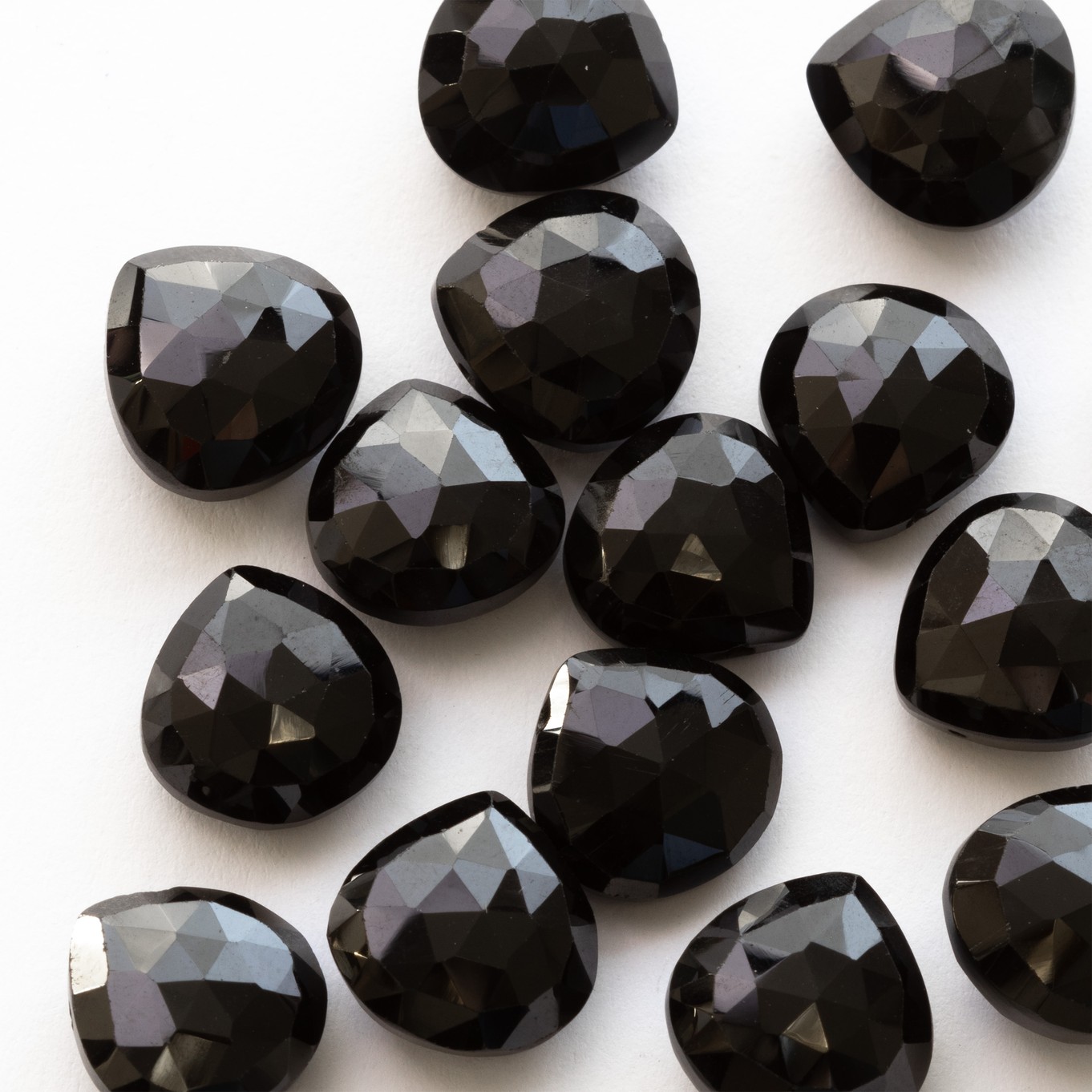 Black Spinel Faceted Heart Briolette Beads - Approx From 9mm