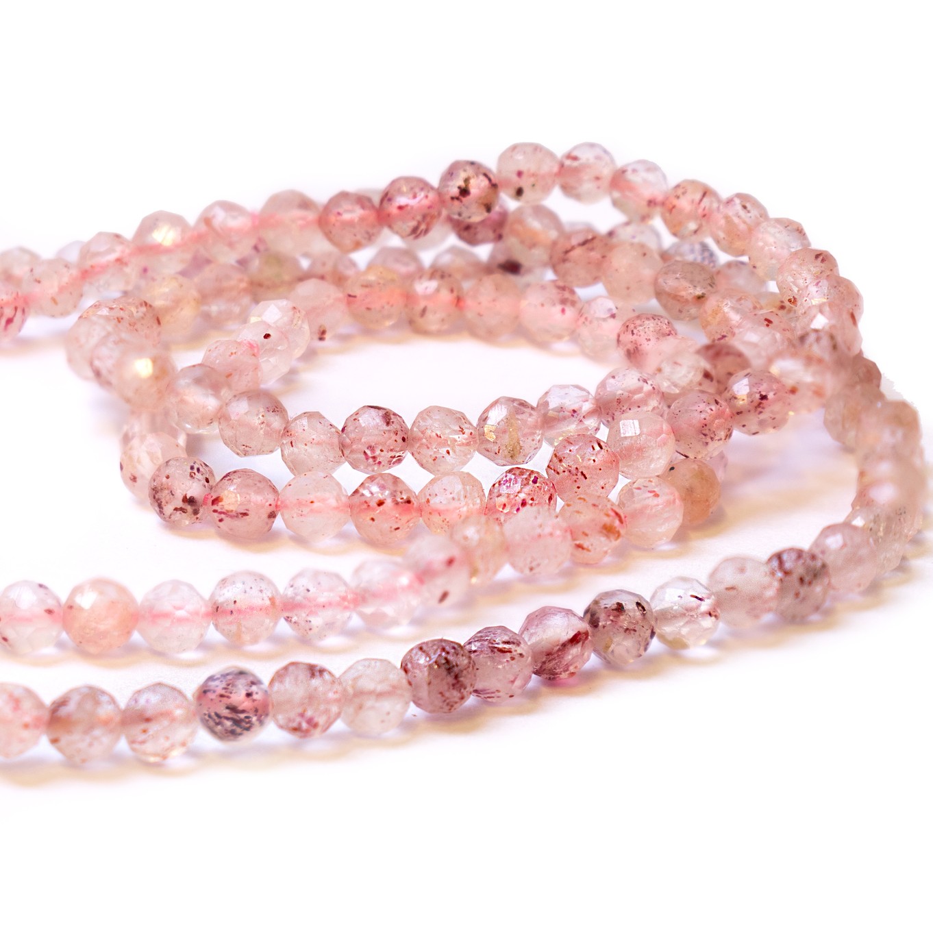 Strawberry Quartz Micro Faceted Round Beads - Approx From 2mm