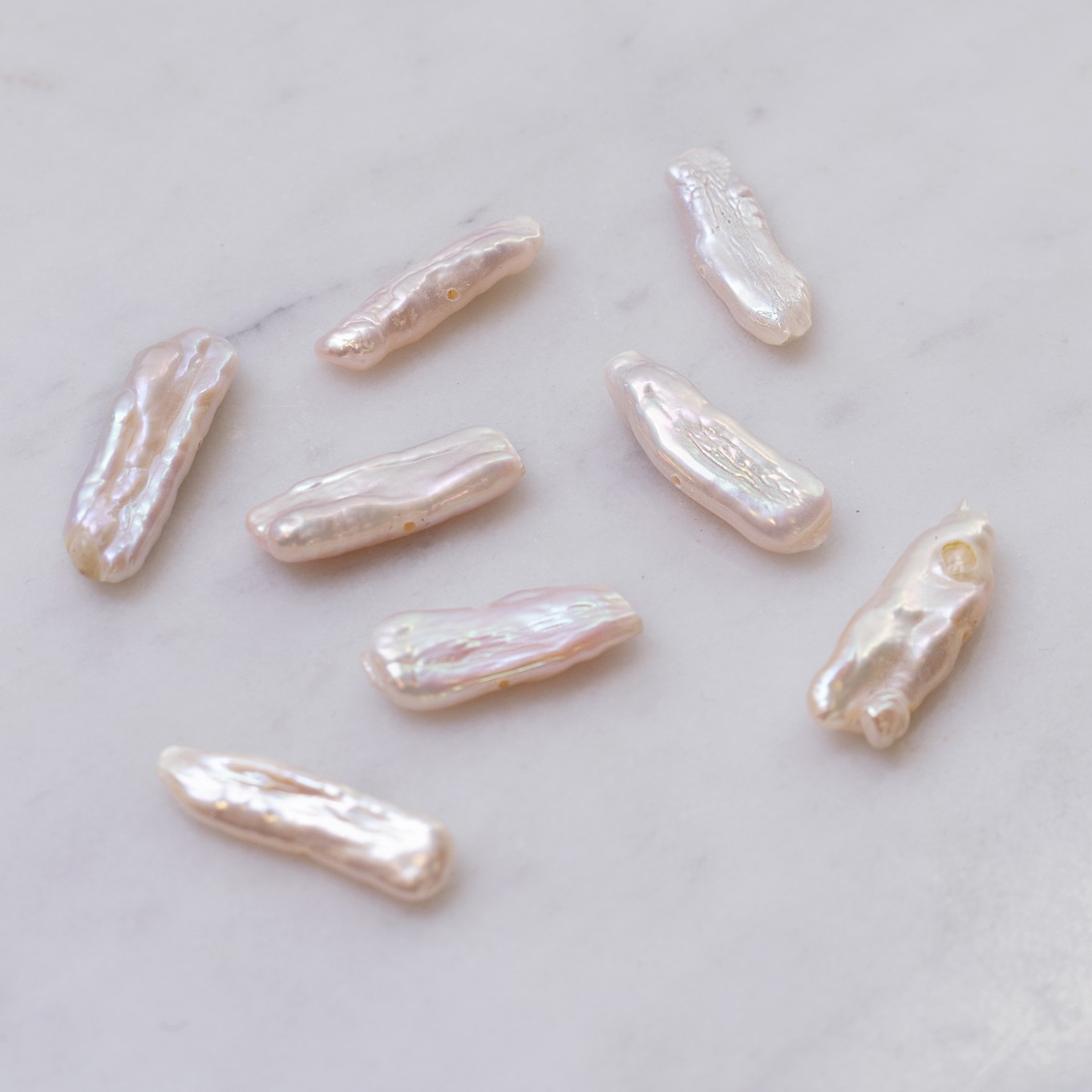 Cultured Freshwater Centre Drilled Biwa Stick Blush Pink Pearls - Approx From 10mm