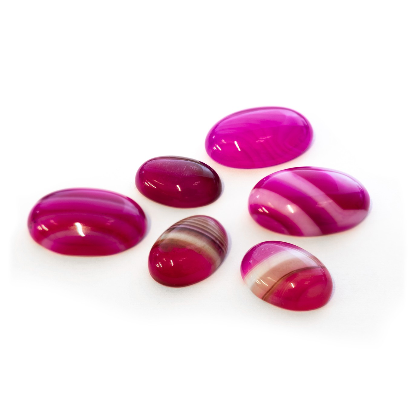 Pink Banded Agate Gemstone Cabochons - Various Sizes