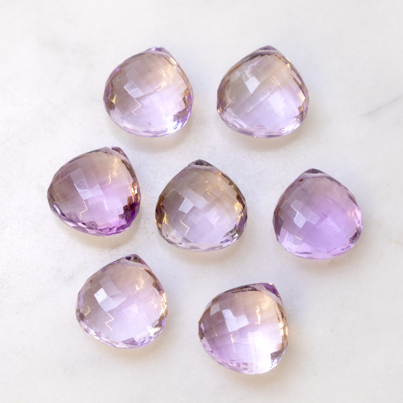 Pink Amethyst Micro Faceted Checker Cut Heart Shape Briolette Beads - Approx From 10mm