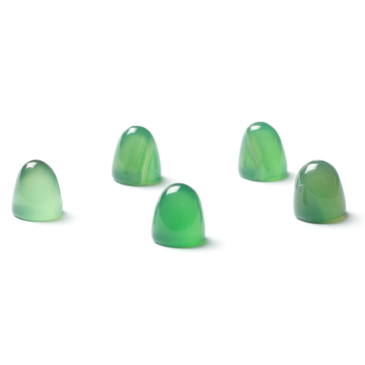 Green Agate Bullet Shaped Cabochons, Approx 5mm