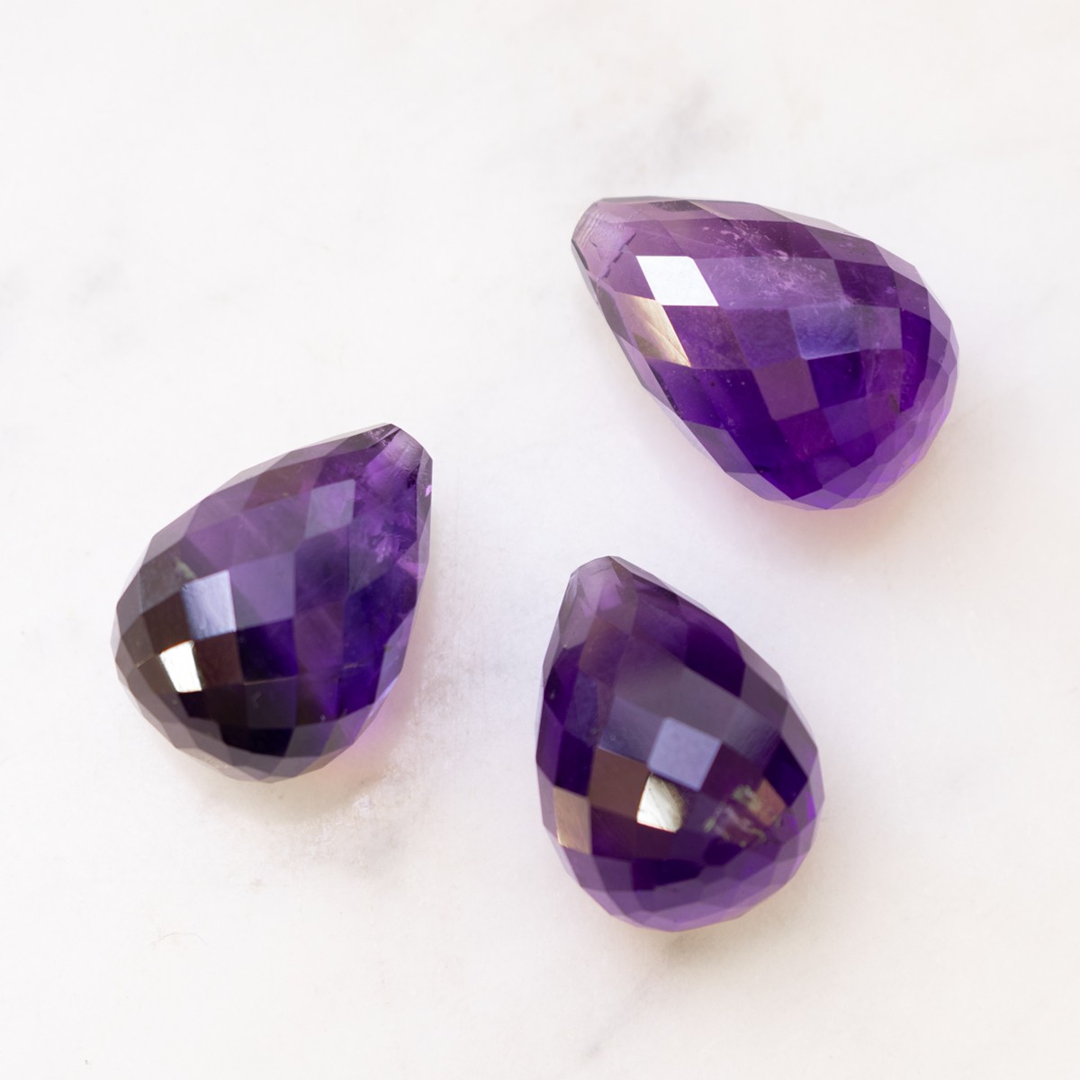 Amethyst Top Drilled Faceted Teardrop Briolette Beads