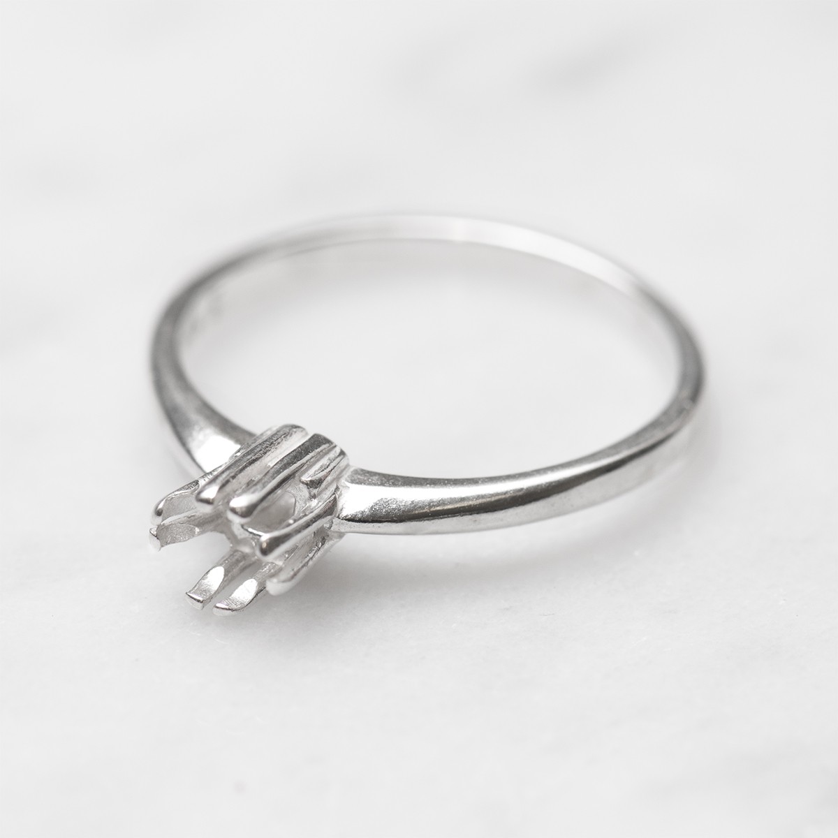 Sterling Silver Claw Ring For 5mm Square Faceted Stone