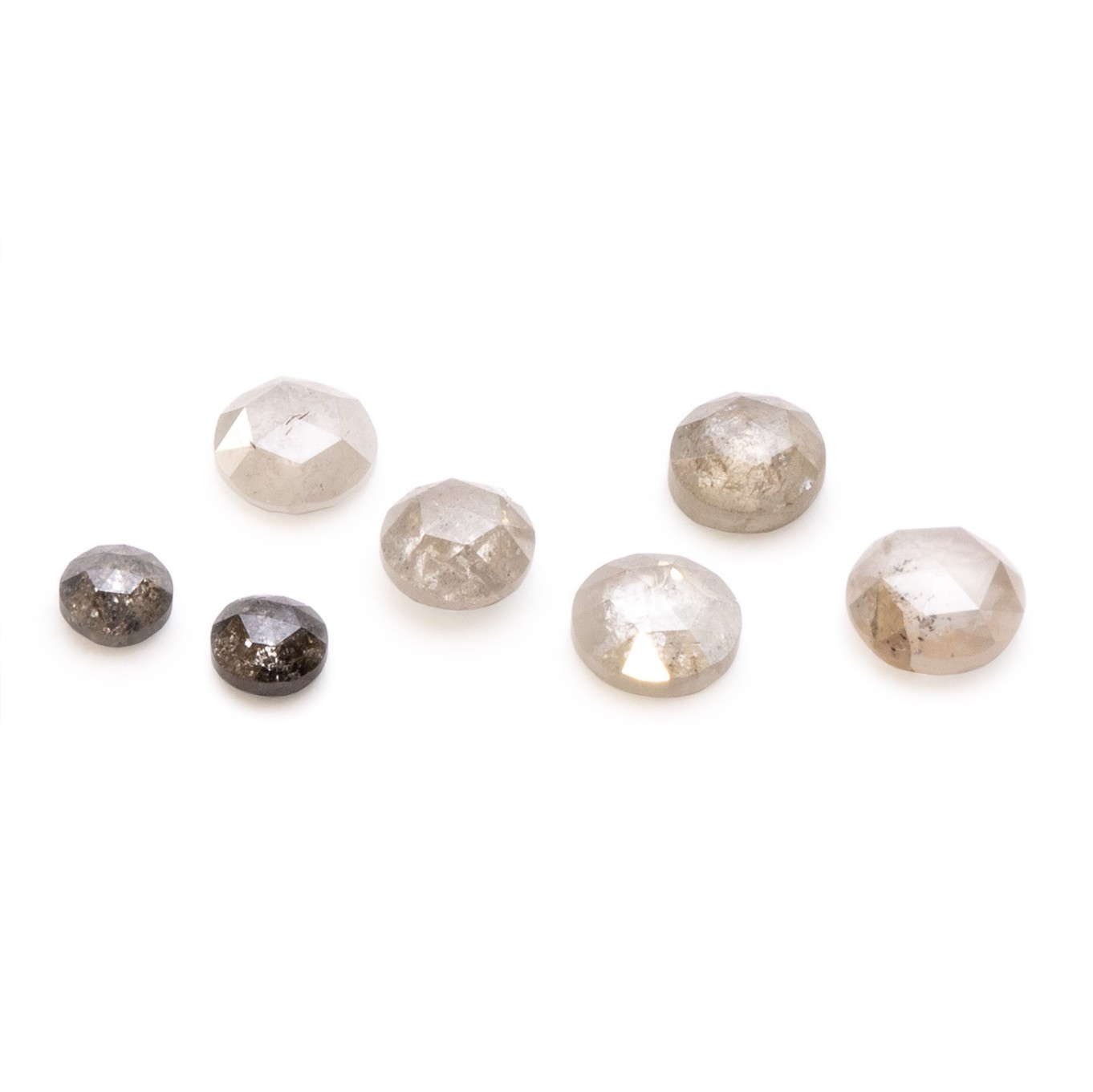 Silver Grey Rose Cut Diamond Cabochon, Approx 3-3.5mm Round