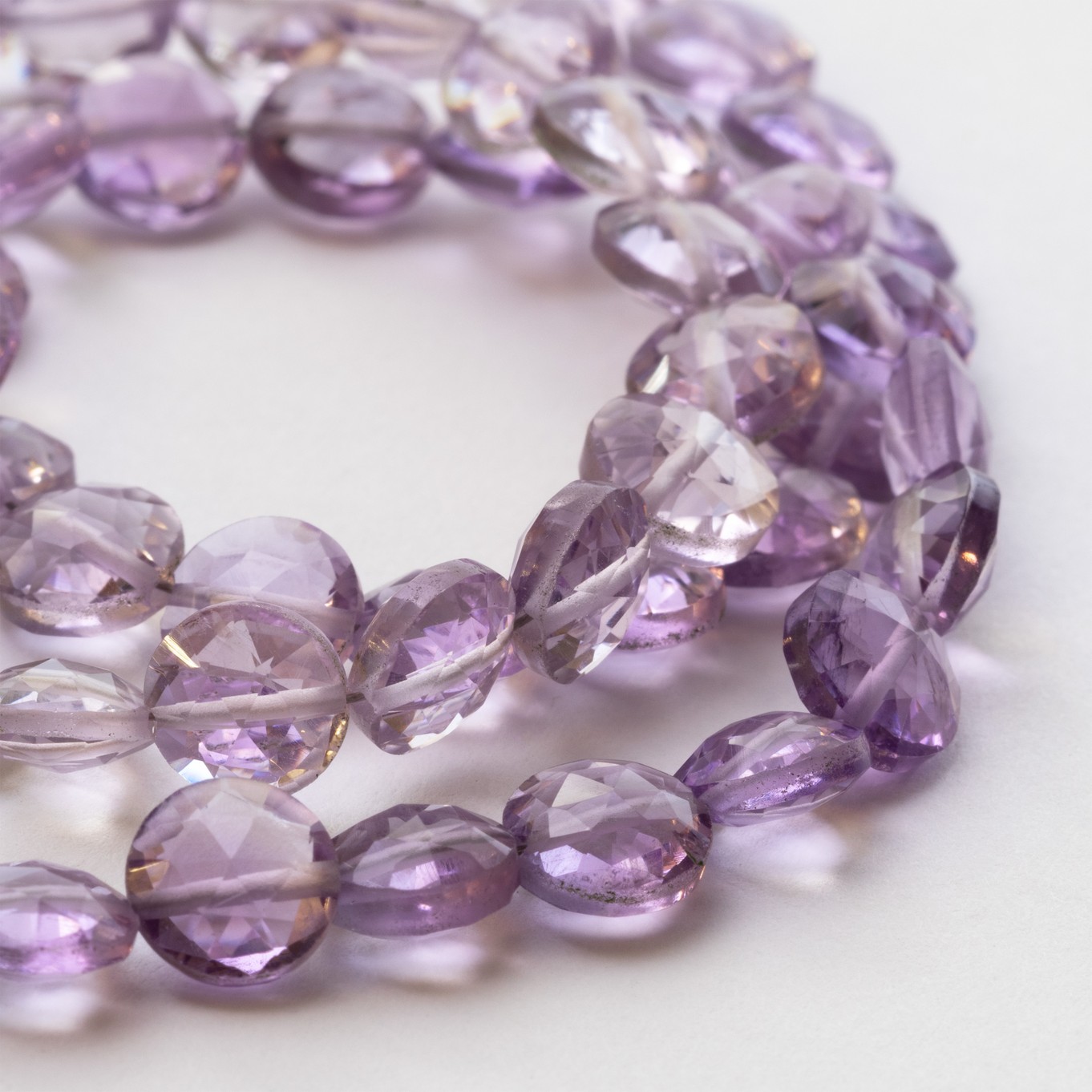 Pink Amethyst Faceted Coin Beads - Approx 7mm