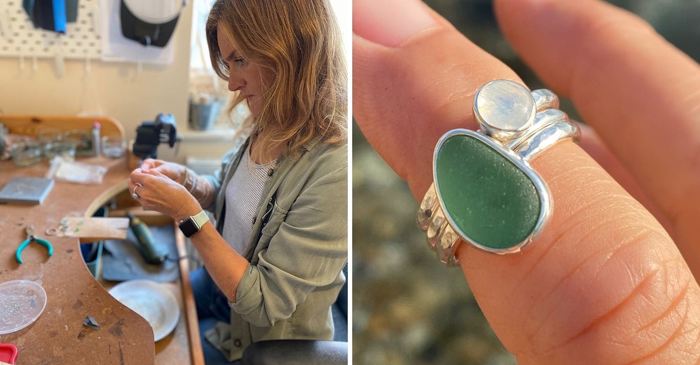 sarah bird sea glass ring tutorial