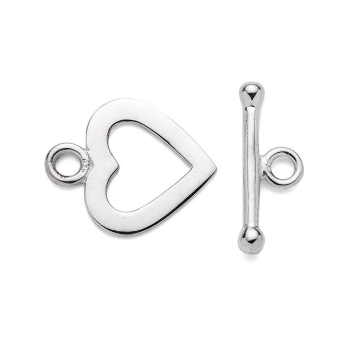 Sterling Silver Heart Toggle Clasp 