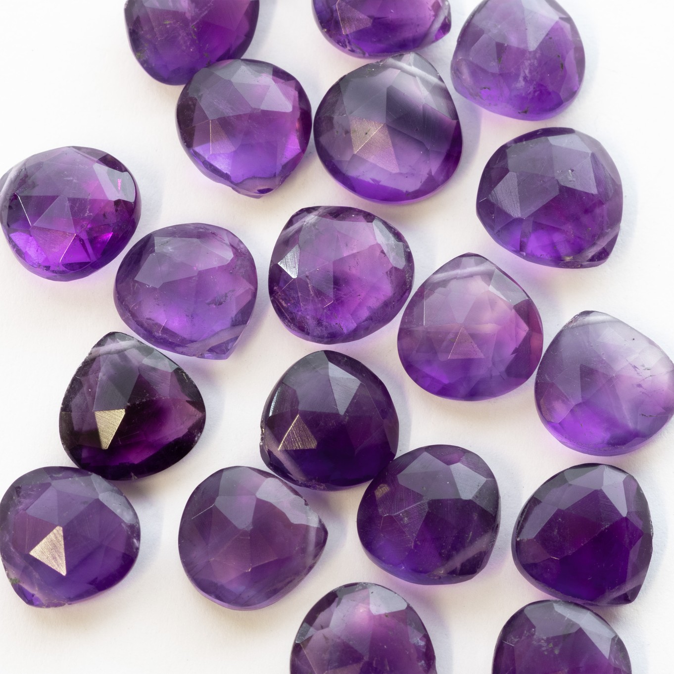 Amethyst Faceted Heart Briolette Beads - Approx From 8mm 