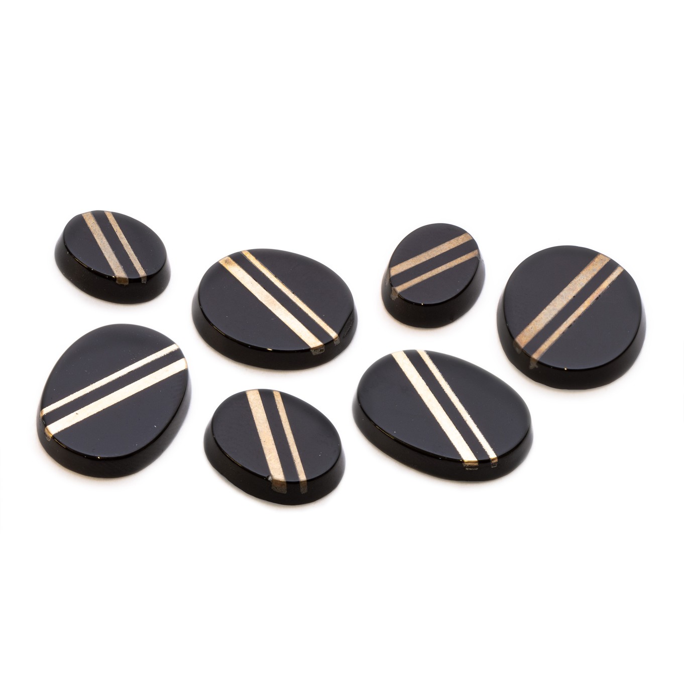 9ct Gold Black Onyx Flat Plate Cabochons