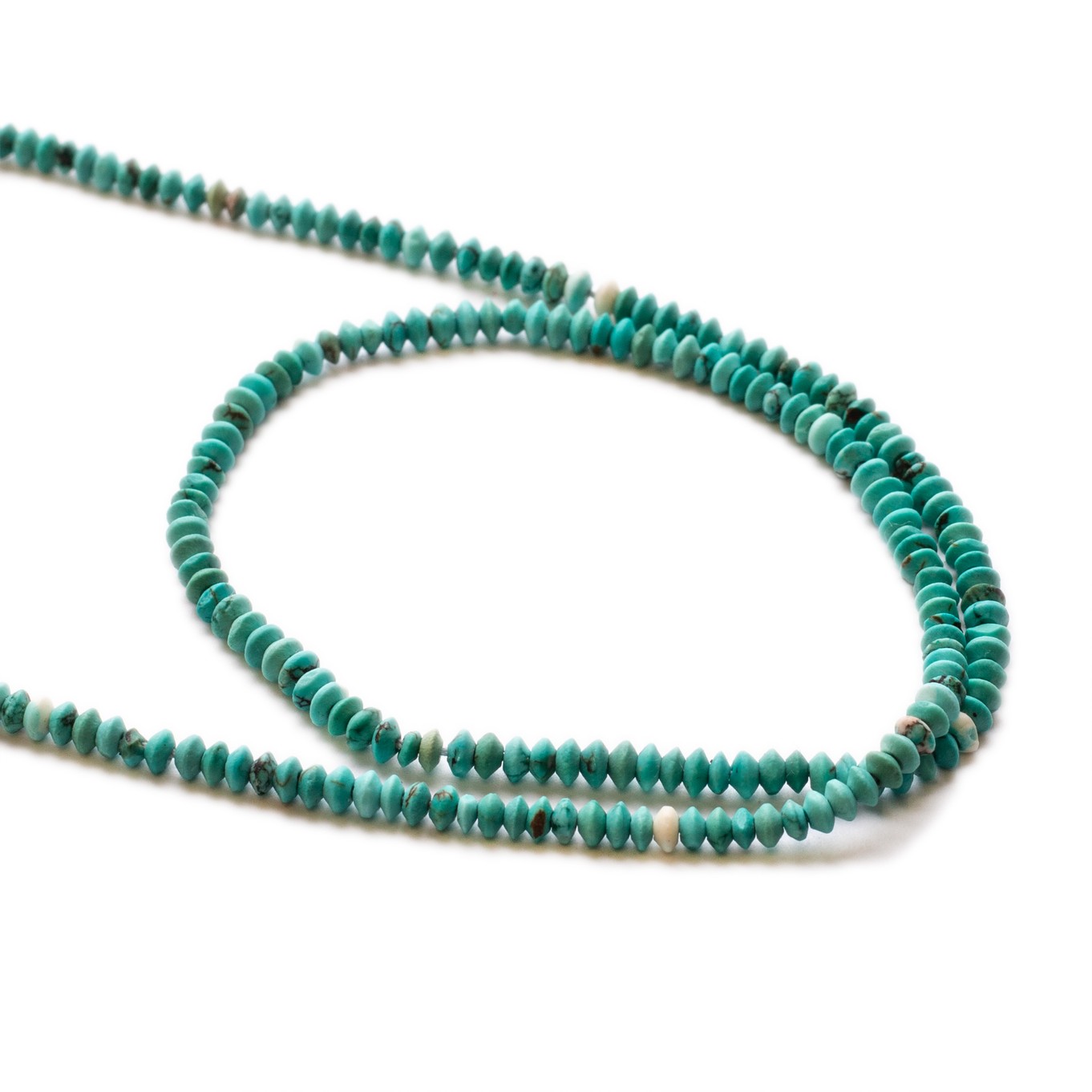 Persian Turquoise Matt Finished  Rondelle Beads - Approx 2.5x1.5mm, Pack of 10