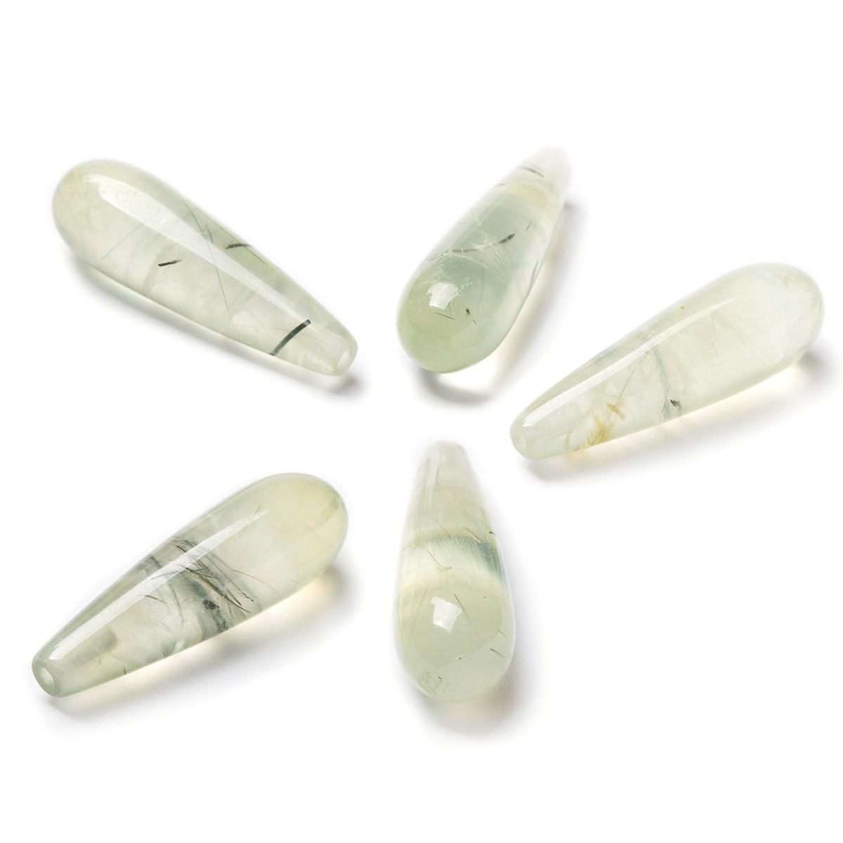 Prehnite Top Drilled  Teardrop Gemstone Beads, Approx 22x7mm