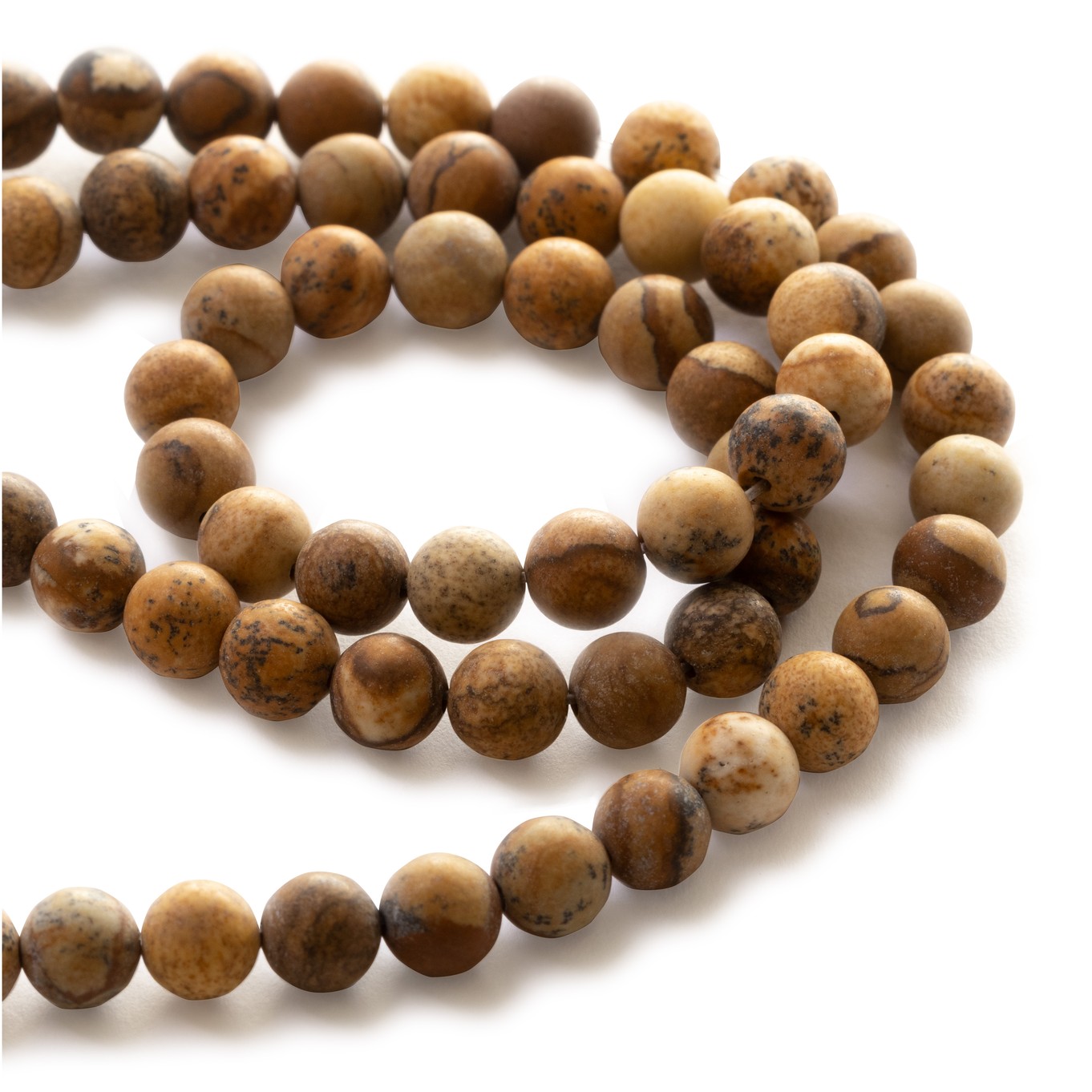 Matte Picture Jasper Round Beads - Various Sizes
