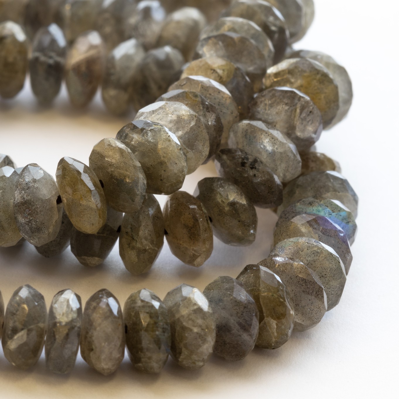 Labradorite German Cut Faceted Rondelle Beads - Approx From 8.5mm