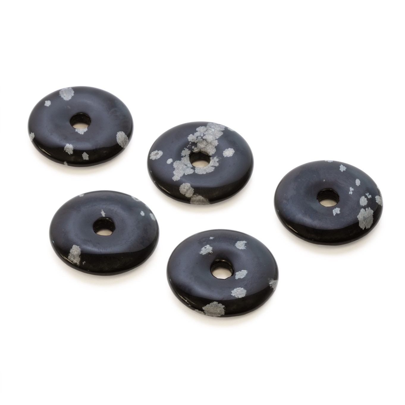 Snowflake Obsidian Gemstone Donut, Approx 25mm