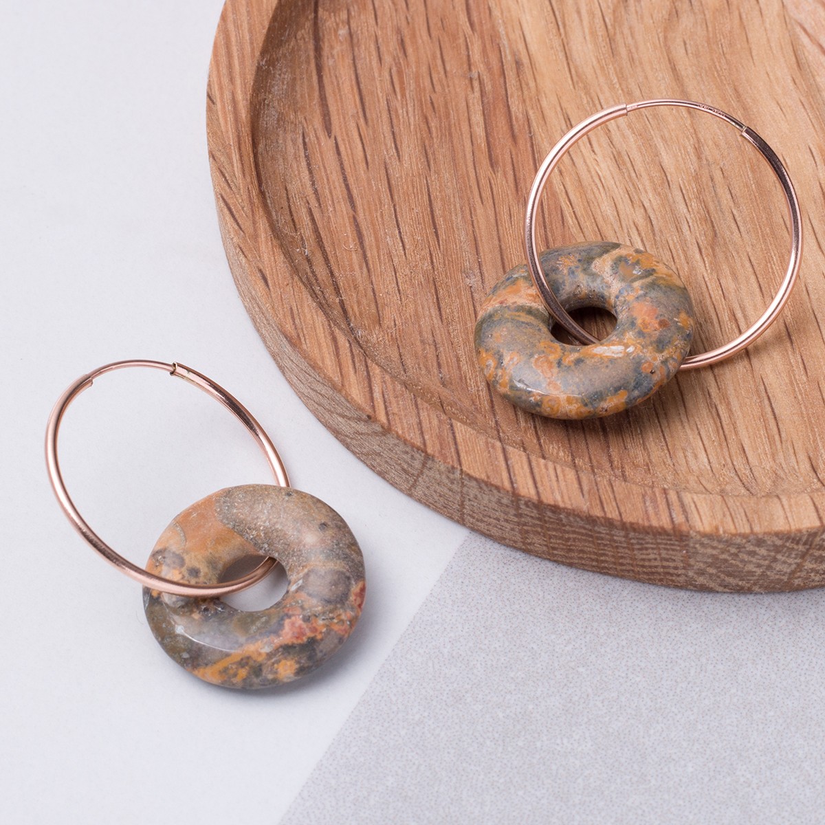 RHYOLITE DONUT ROSE GOLD HOOPS