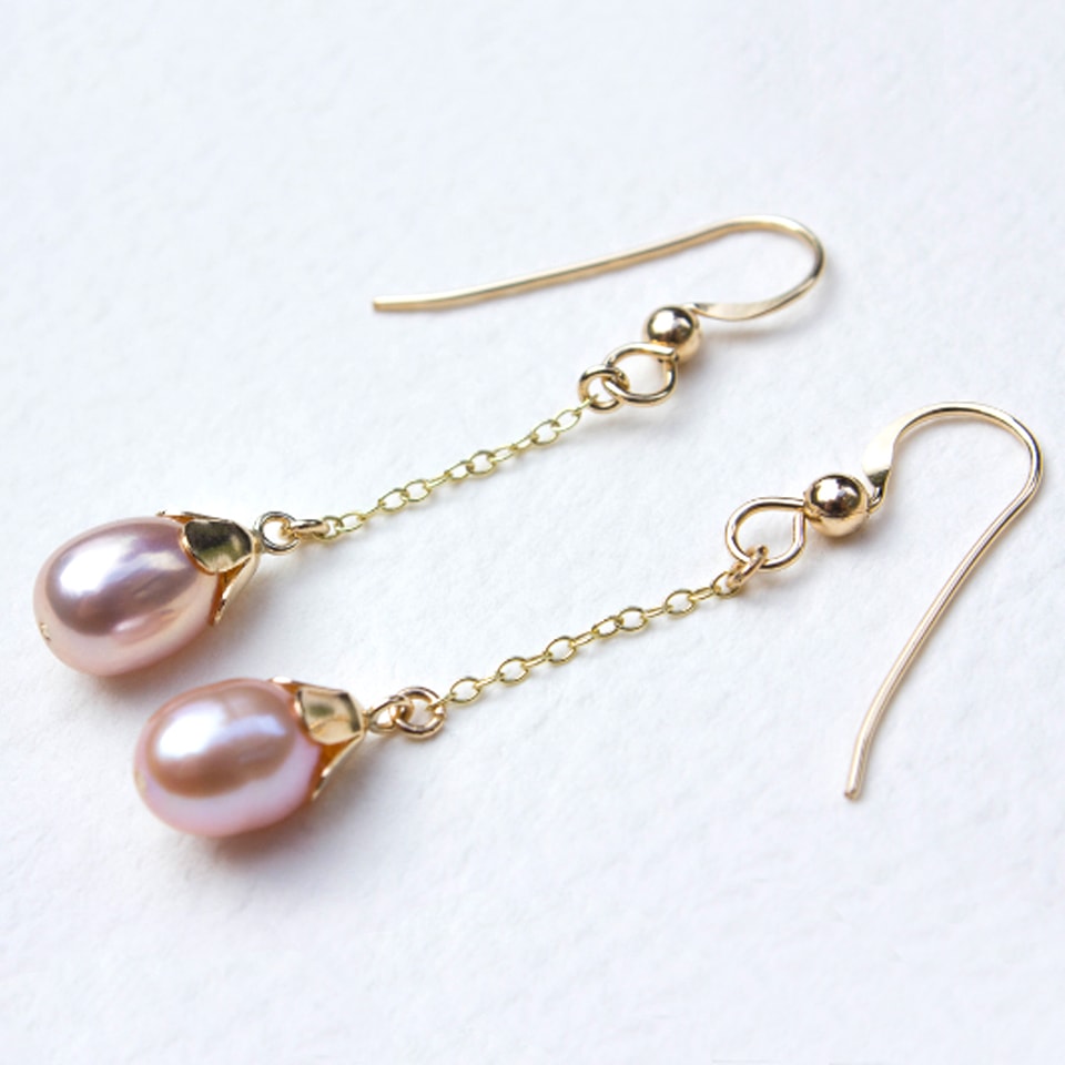 pink freshwater pearl earrings