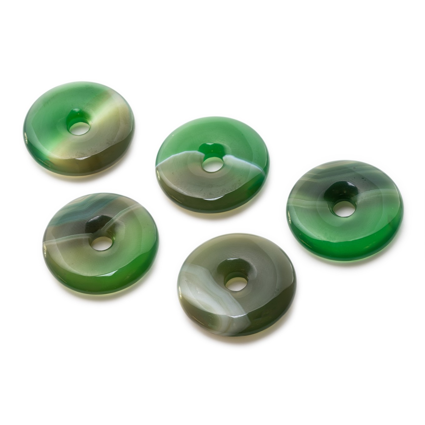 Green Agate Gemstone Donut, Approx 25mm