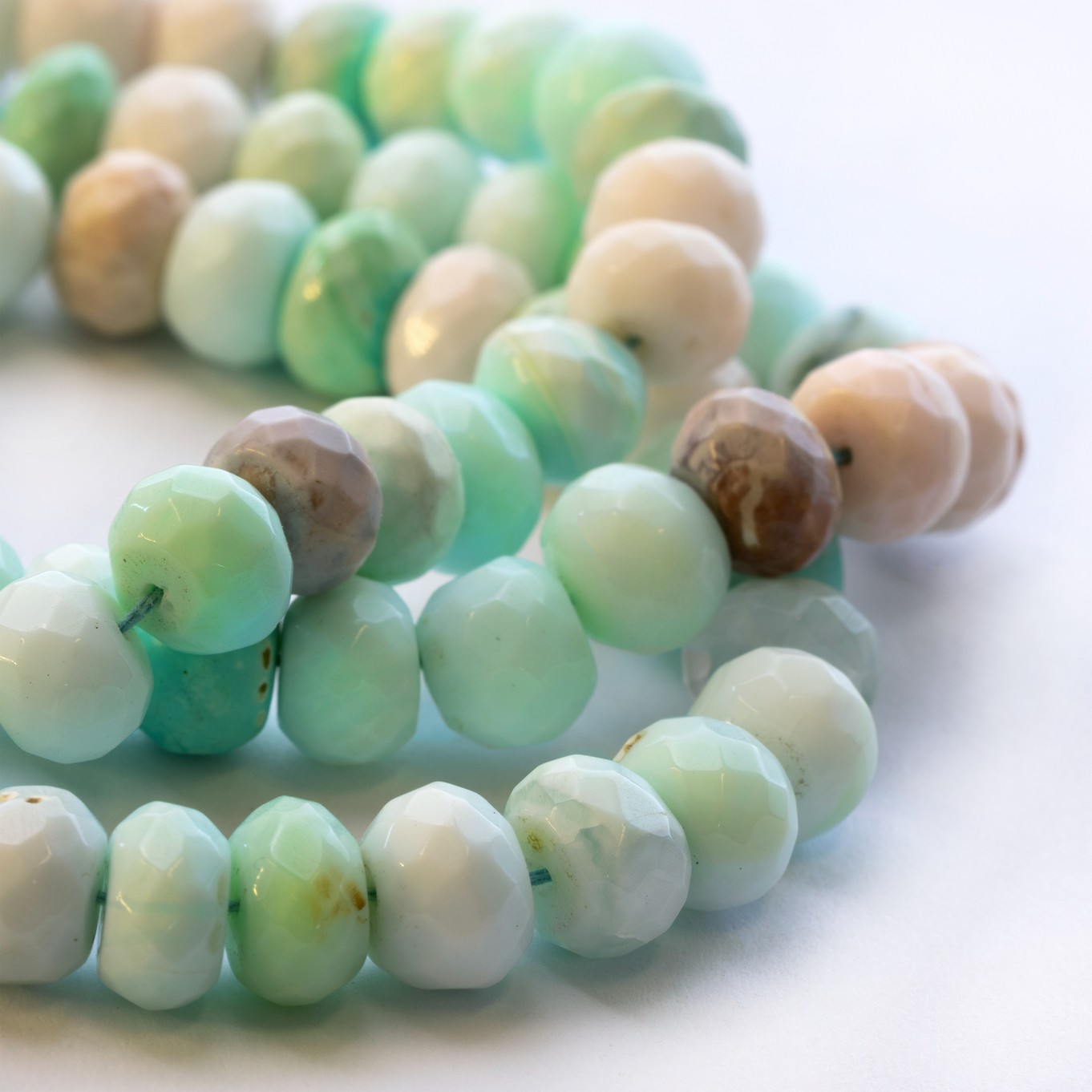 Peruvian Opal Faceted Rondelle Beads - Approx From 7mm