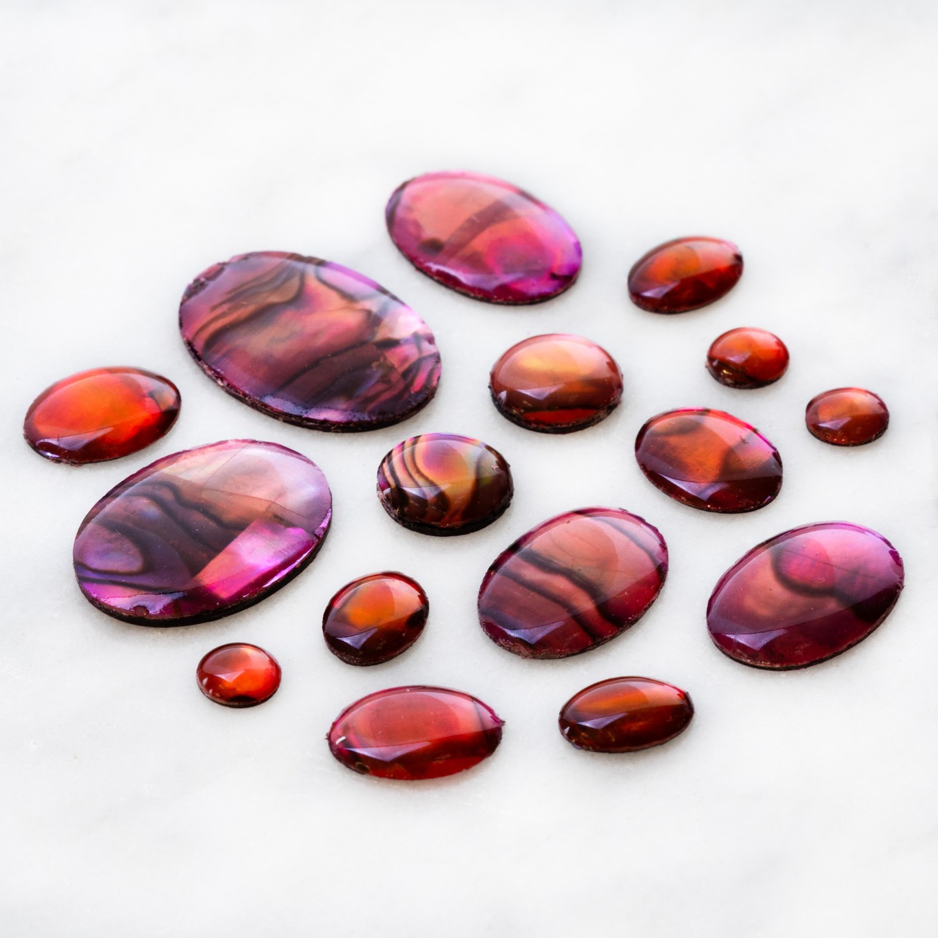 Pink Paua Shell Doublet Cabochons