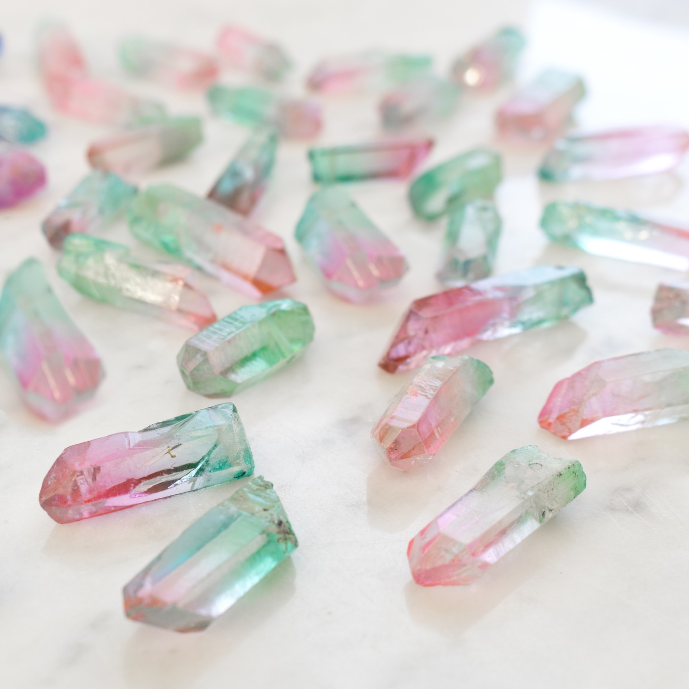 Mystic Watermelon Quartz Crystal Point Beads, Pack of 10