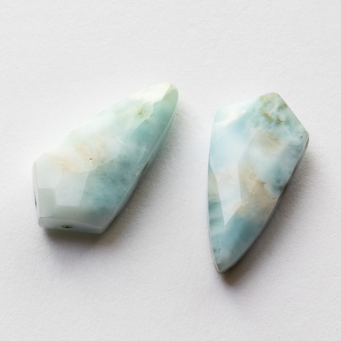 Larimar Faceted Shield Shaped Beads - Approx 21x10.5mm