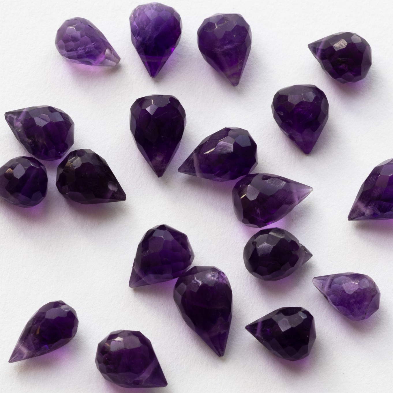 Amethyst Faceted Drop Briolette Beads - Approx From 6x4mm, Pack Of 10 Beads