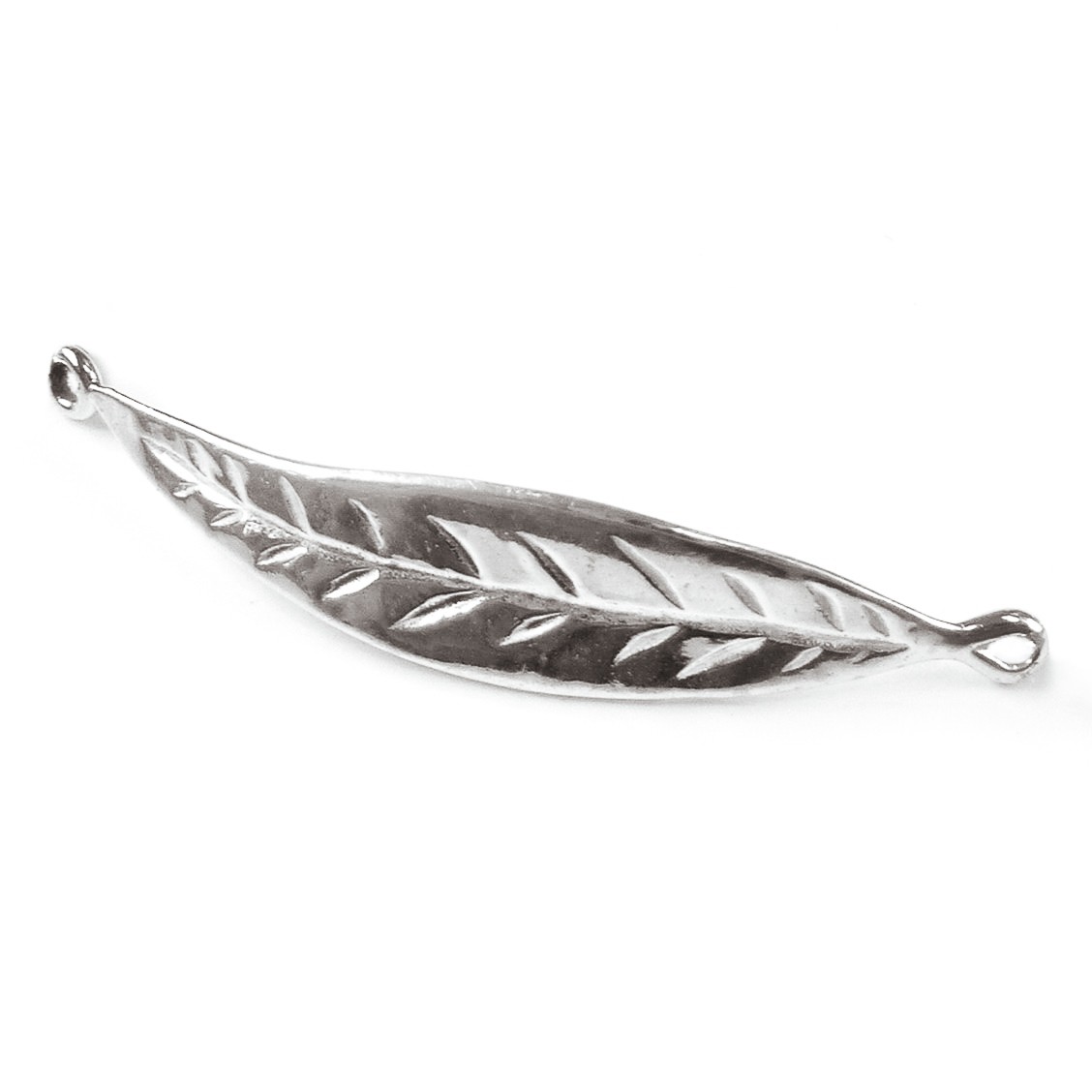 Sterling Silver 2-Loop Long Leaf Connector Link Approx 44x8mm