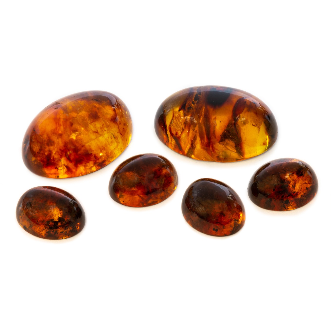 Dark Cognac Baltic Amber Cabochons, Approx 10x8mm Oval