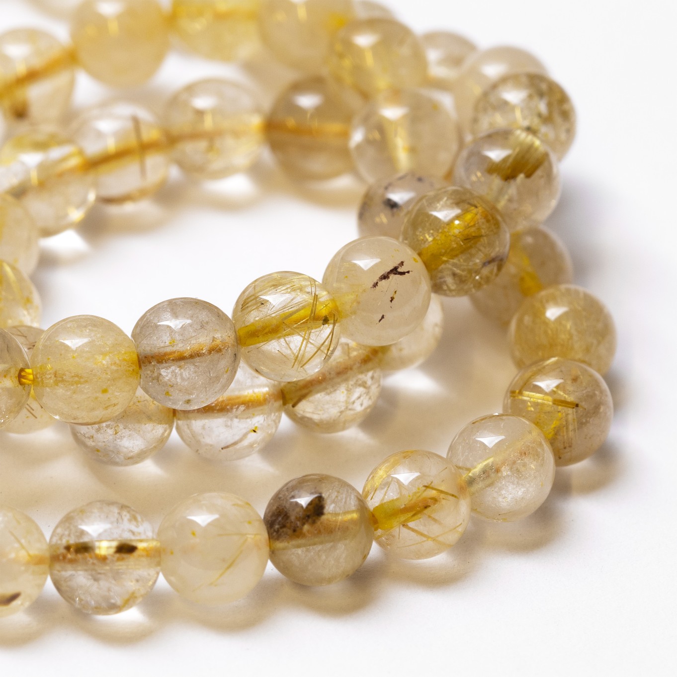 Golden Rutile Quartz Round Beads - Various sizes