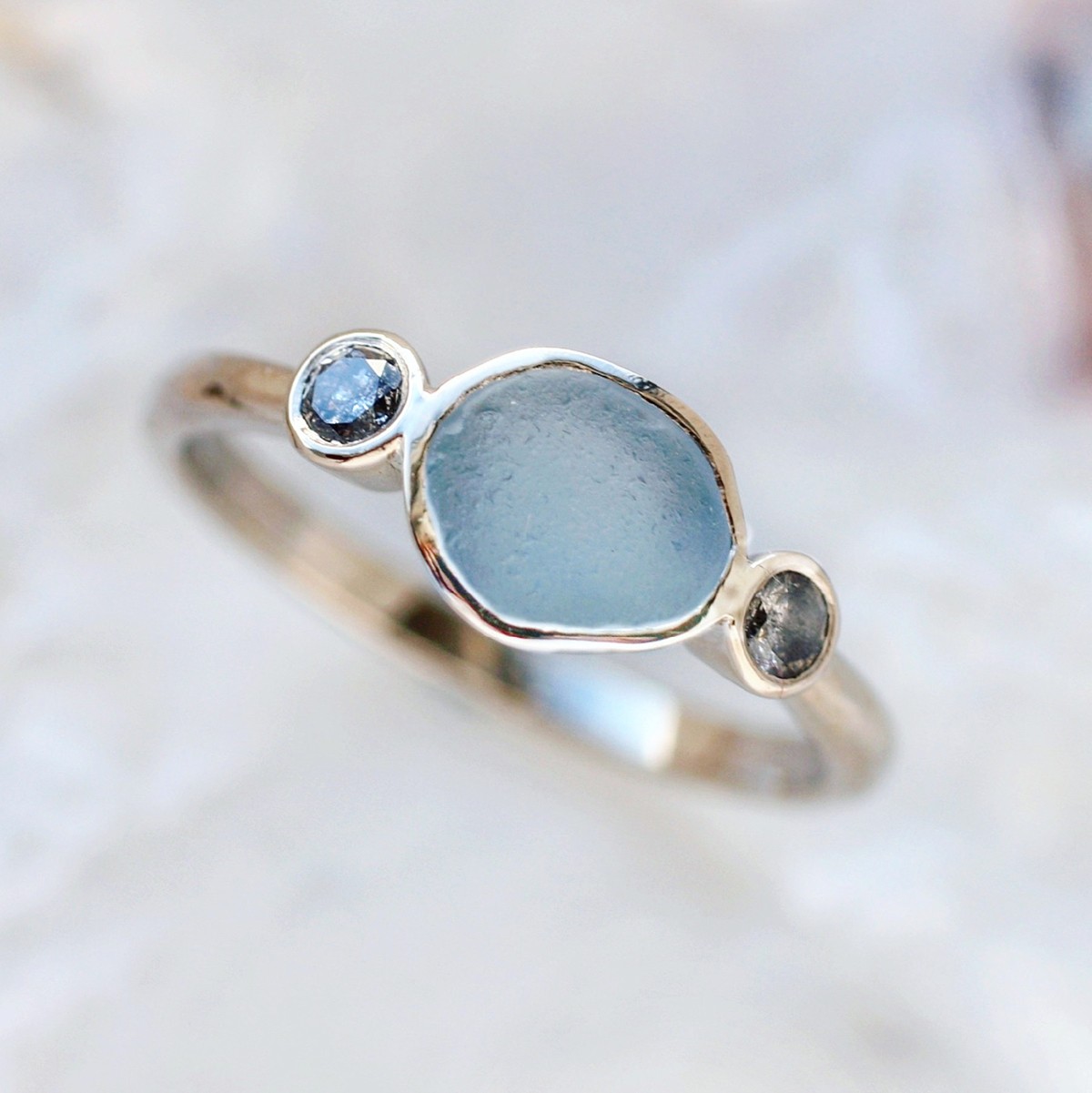 sea glass engagement rings