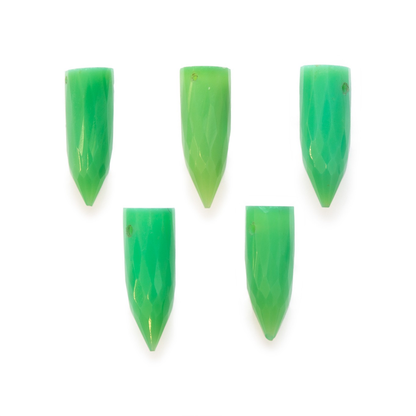 Chrysoprase Faceted Bullet Shaped Beads - Approx 15.5x5.5mm